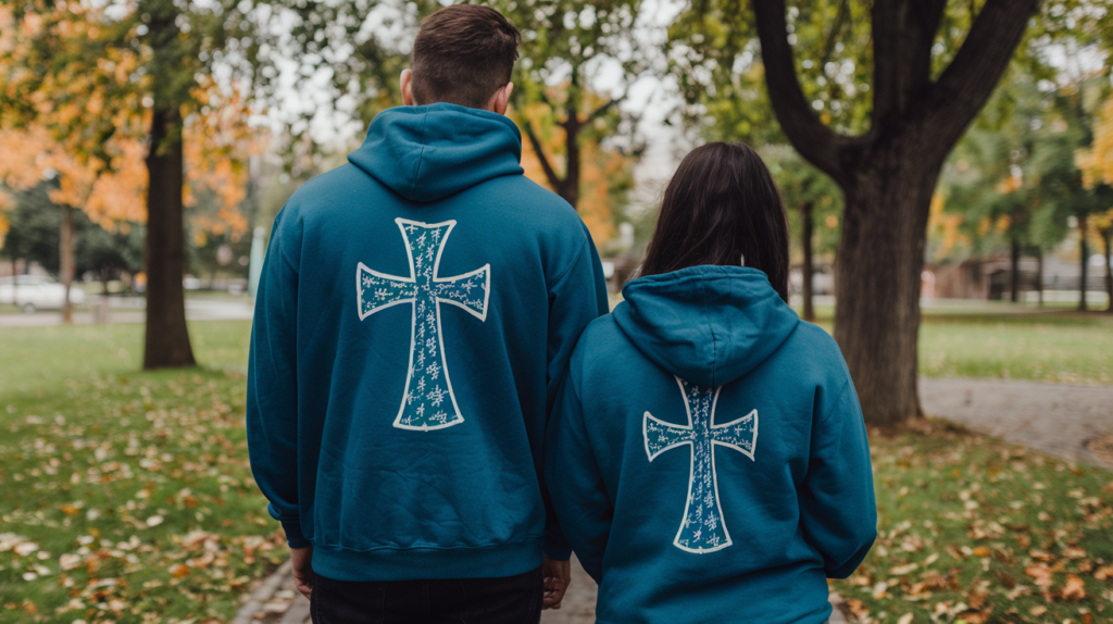 man and woman wearing [active faith apparel]