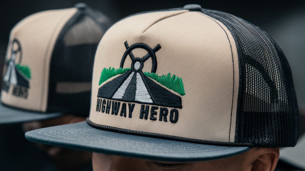 close up photo of [trucker hat]