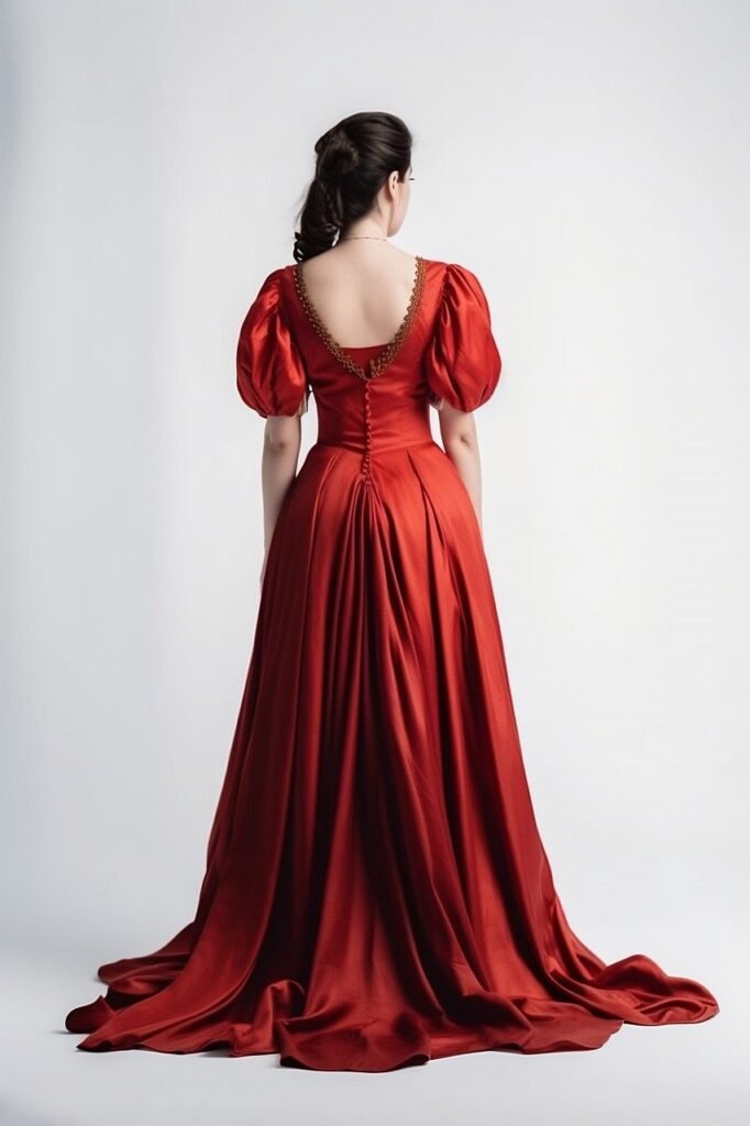 woman wearing [modest formal dress]