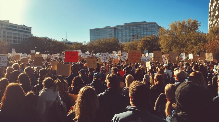 a group of people holding signs in a protest - anti-woke politics