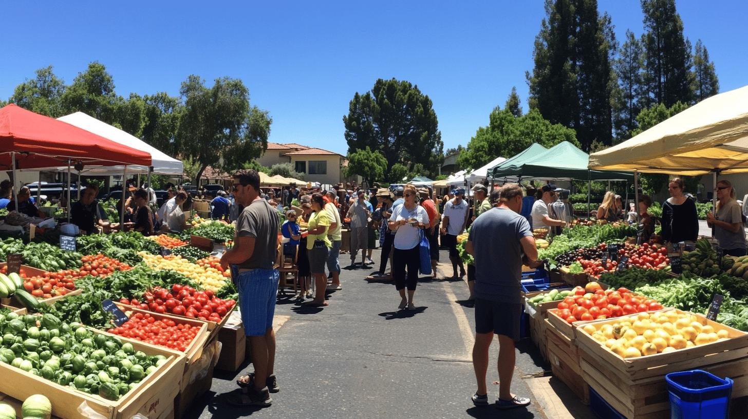 a group of people at a farmers market - Consumer sovereignty in free market economy