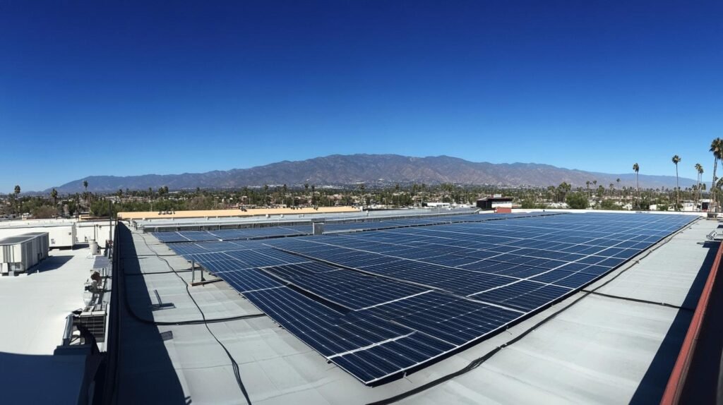 solar panels on a rooftop - Social responsibility Walmart