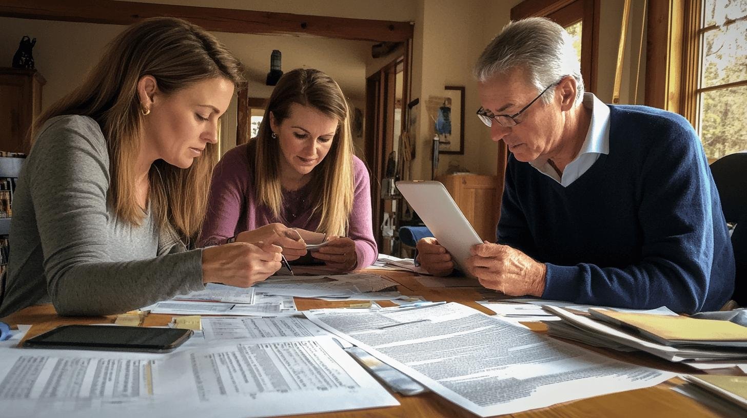 Family reviewing tax documents together, discussing Family Business Tax Rules.