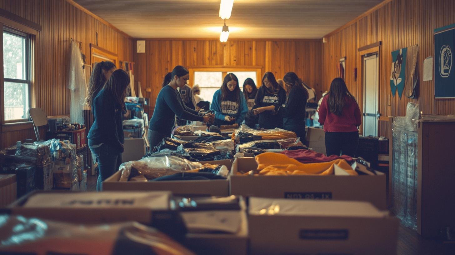 People organizing donations in a community center - Ways to Give Back to the Community.