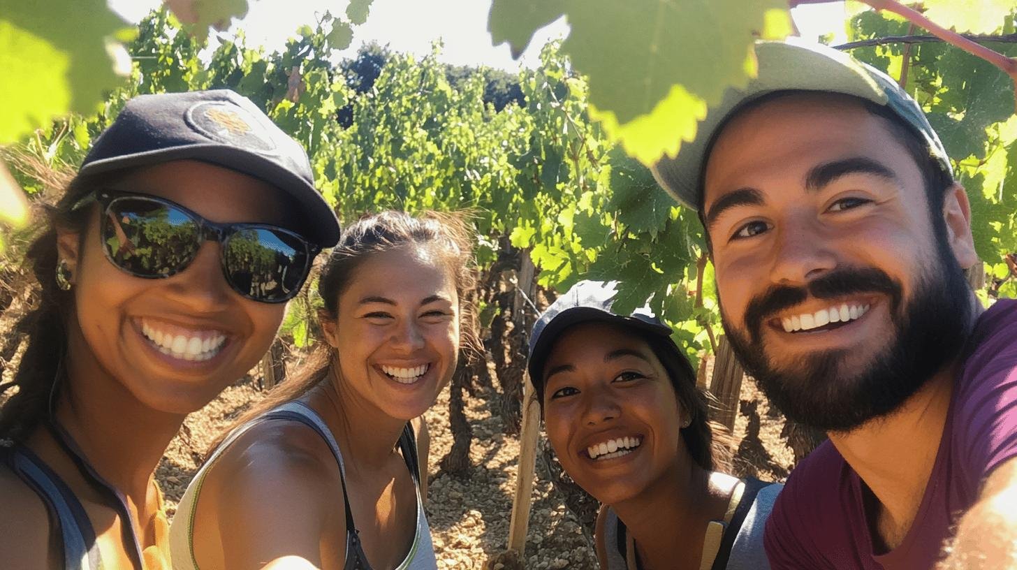 Happy people in a vineyard - Hyatt Vineyards DEI