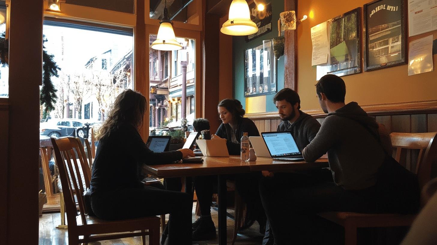 people working in a coffee shop - how to build a thriving community-based business