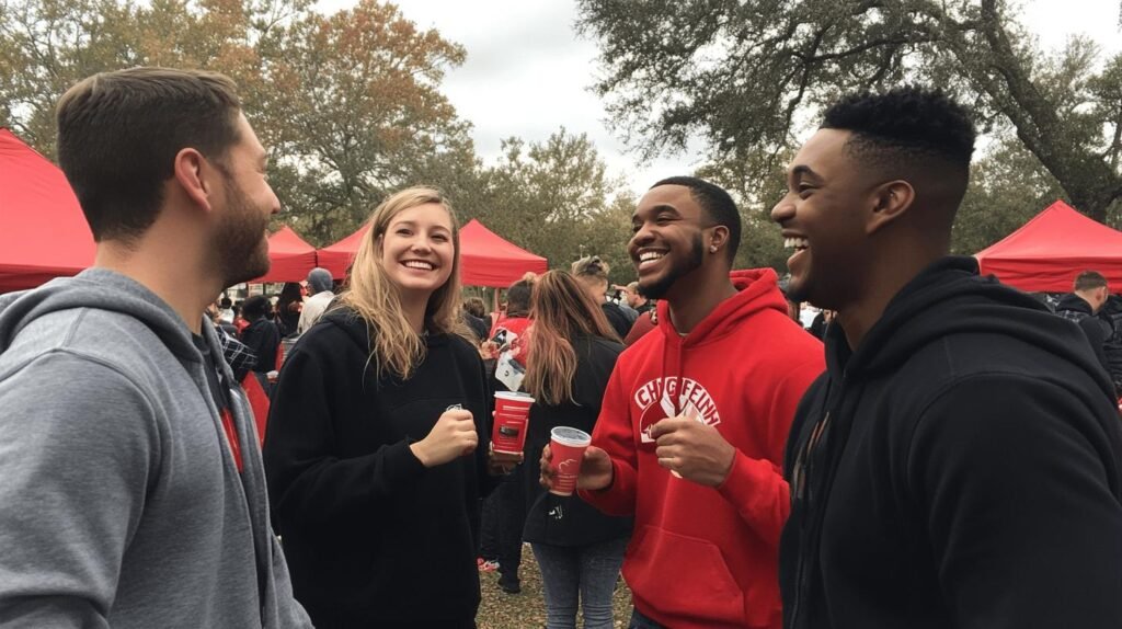 people eating and laughing - chik-fil-a giving back