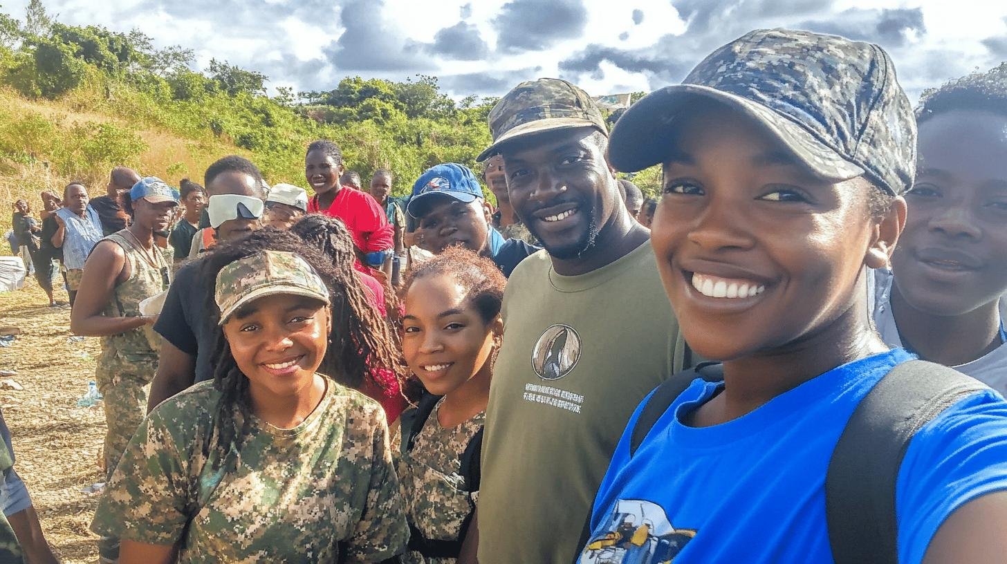 Volunteers wearing casual and camouflage clothing, participating in community event. -PepsiCo Giving Back to the Community