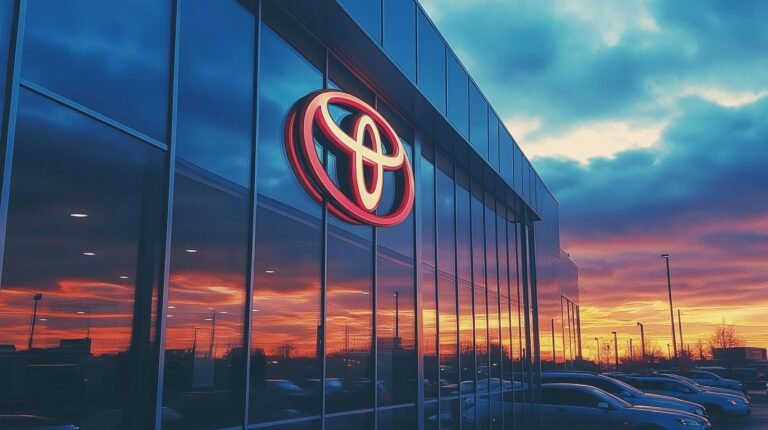 A Toyota symbol on a building - Toyota moves from dei