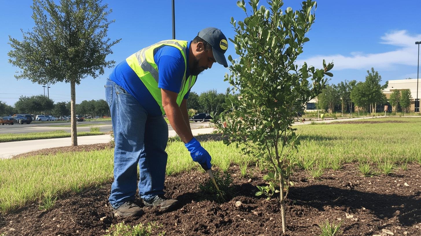 a man planting a tree - Walmart giving back