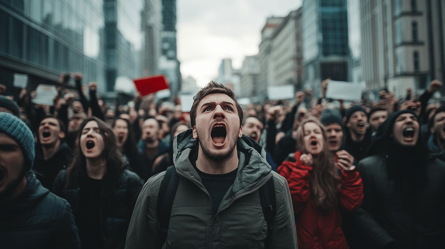 People shouting in a protest - People in a protest - Why Is Mob Mentality Dangerous