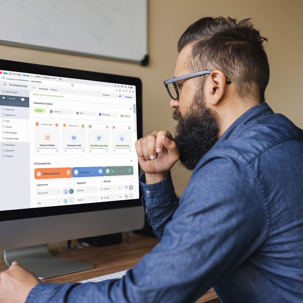 Man analyzing CRM dashboard on desktop – What to Look for in a CRM.