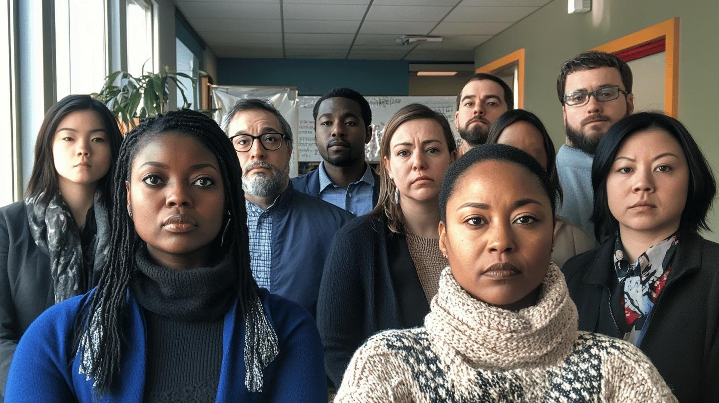 Diverse group of professionals standing together, symbolizing an Equal Opportunity Employer.