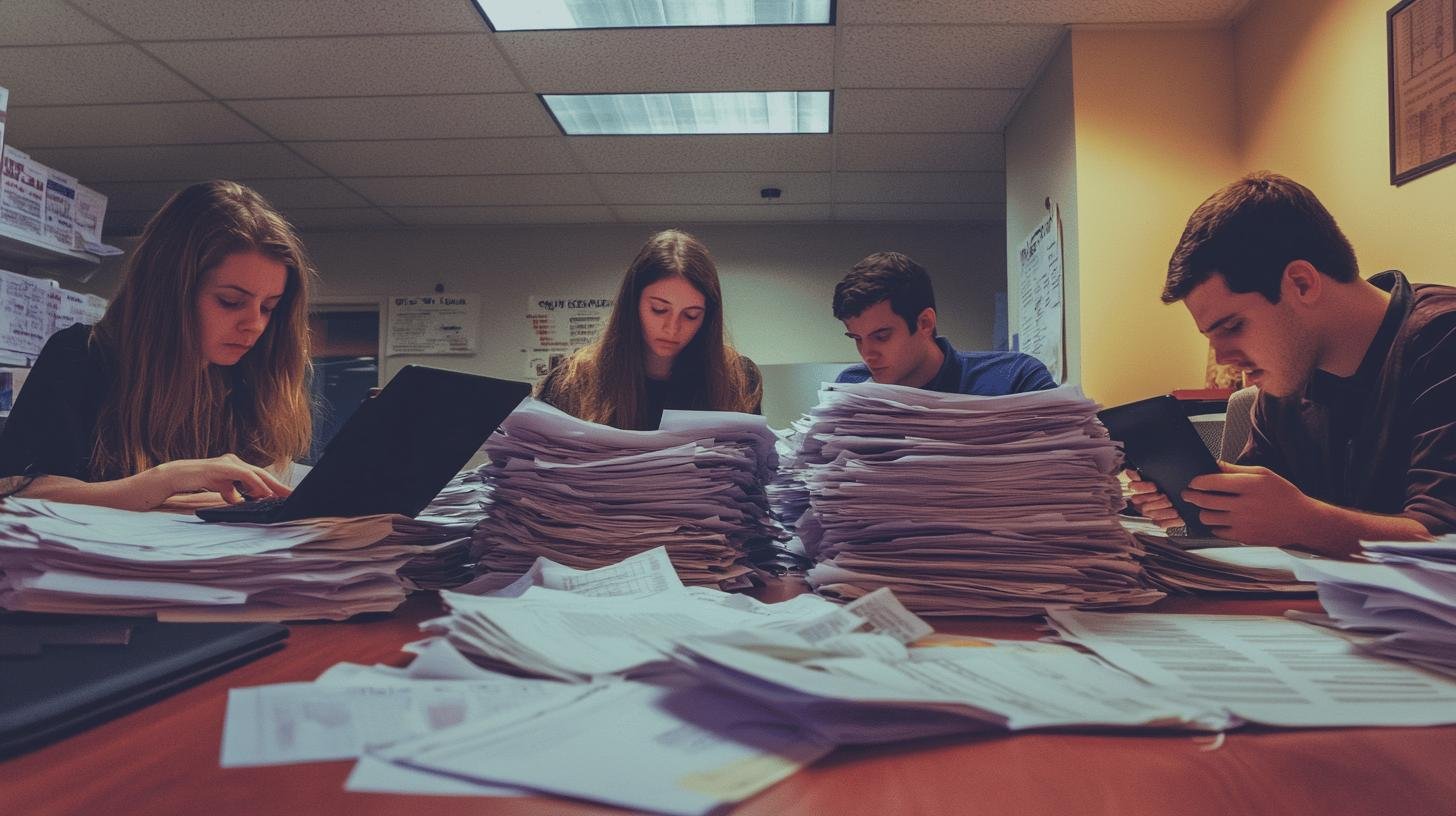 a man and woman looking at papers - transparency in financial reporting