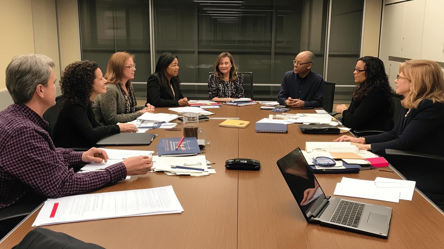 Nonprofit board members in a meeting room, discussing organizational strategies – Types of Board of Directors.