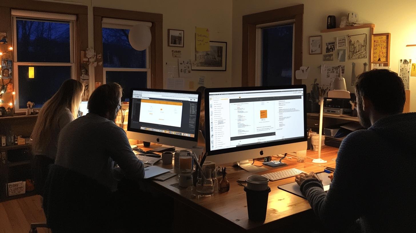 persons sitting at a desk with computers - Open Management System