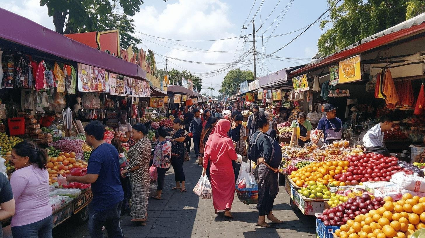 A busy marketplace showcasing consumer choices, highlighting the concept of 'Does Consumer Sovereignty Exist.