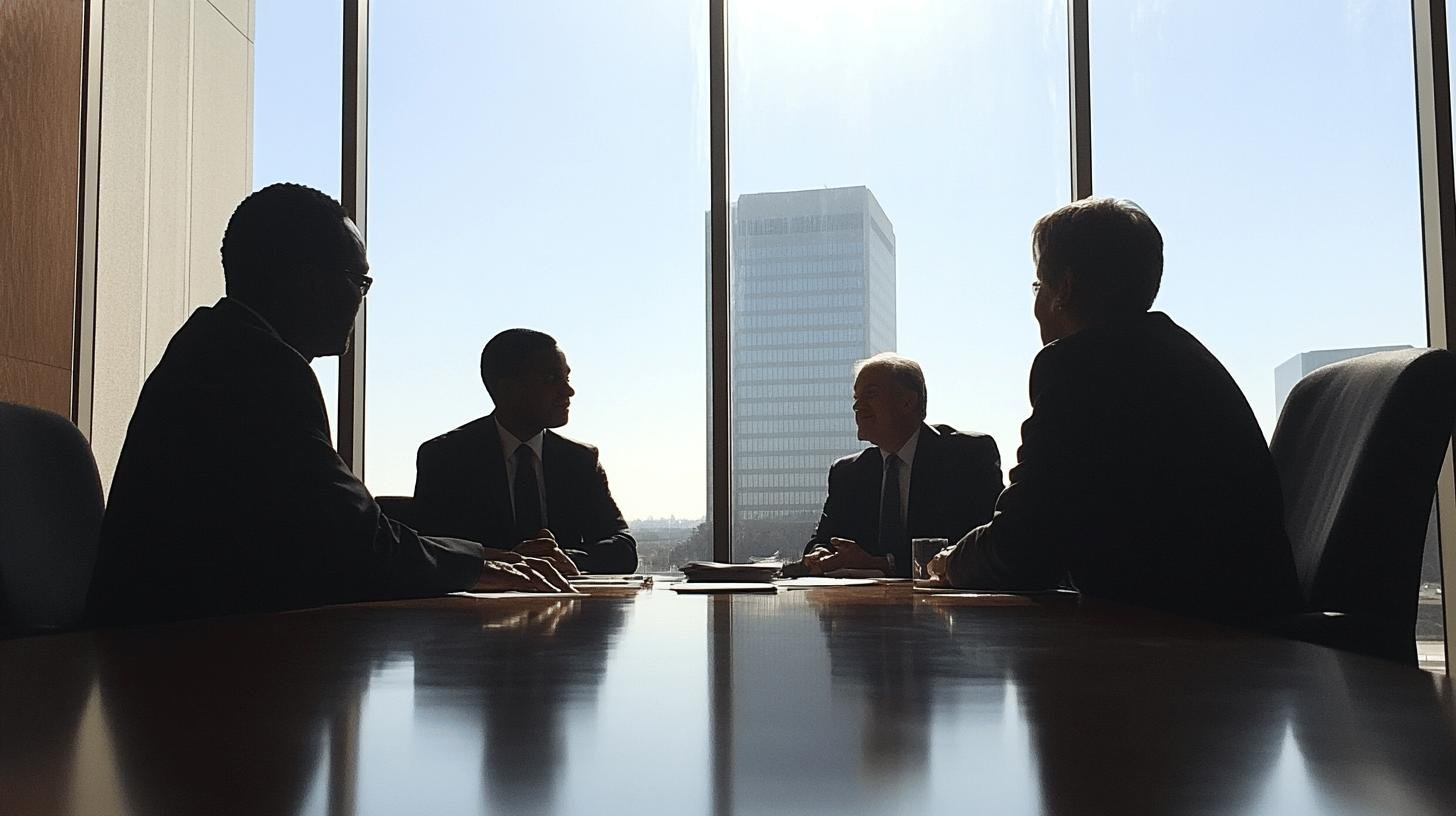 a group of people sitting around a table - Best Practices of Corporate Governance