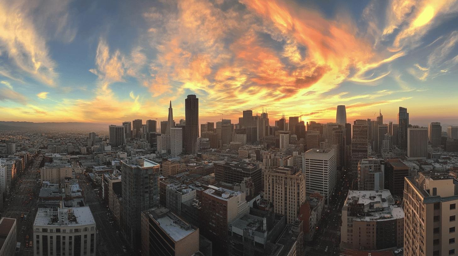 Economic Liberty in Government: Sunset over a city skyline.