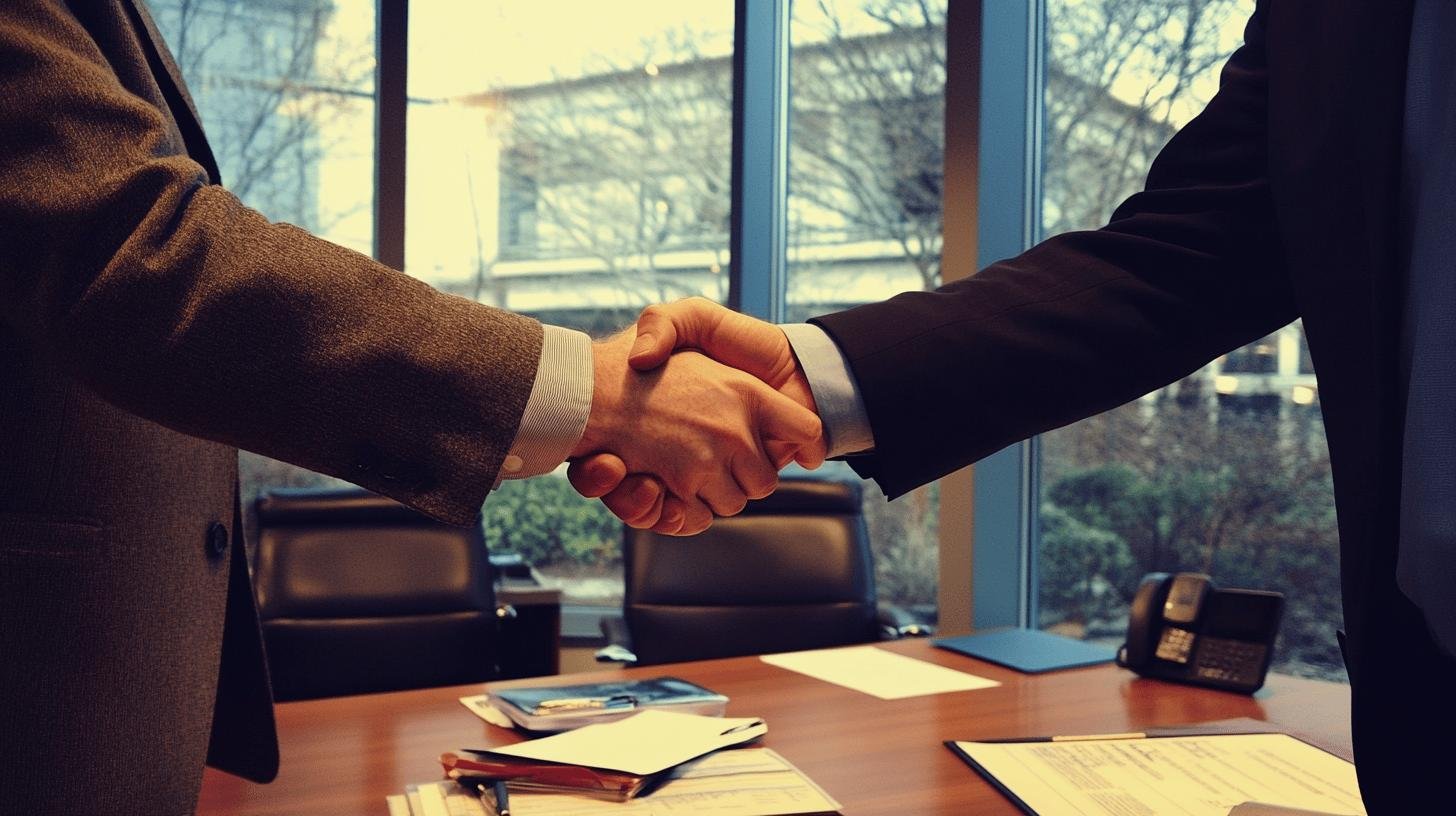 Two business professionals shaking hands, symbolizing Inorganic Growth in Business.