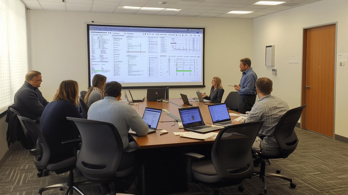 Team discussing a Growth Hacking Roadmap in a conference room.