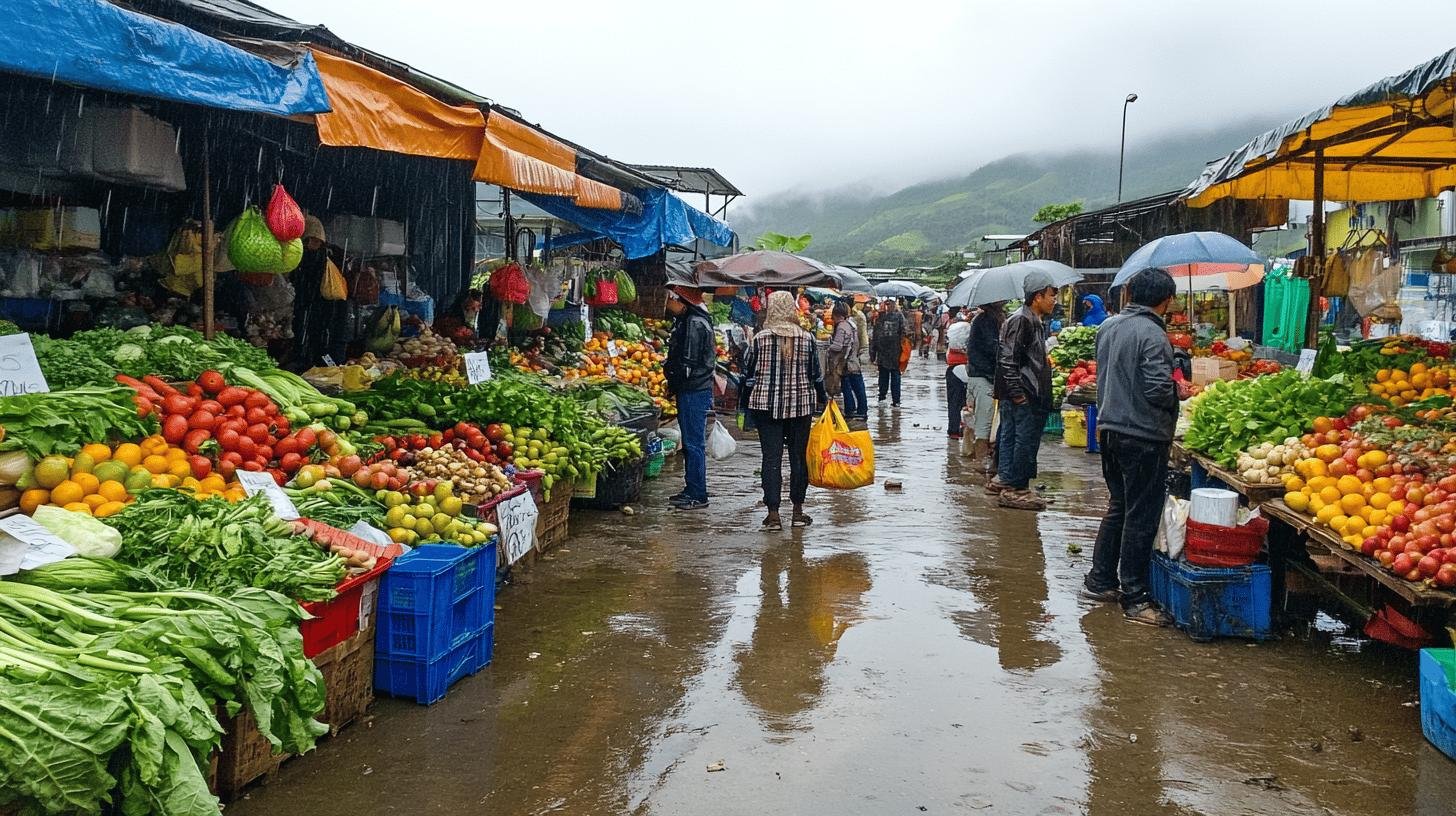 Outdoor market scene illustrating Market Demand and Supply dynamics.