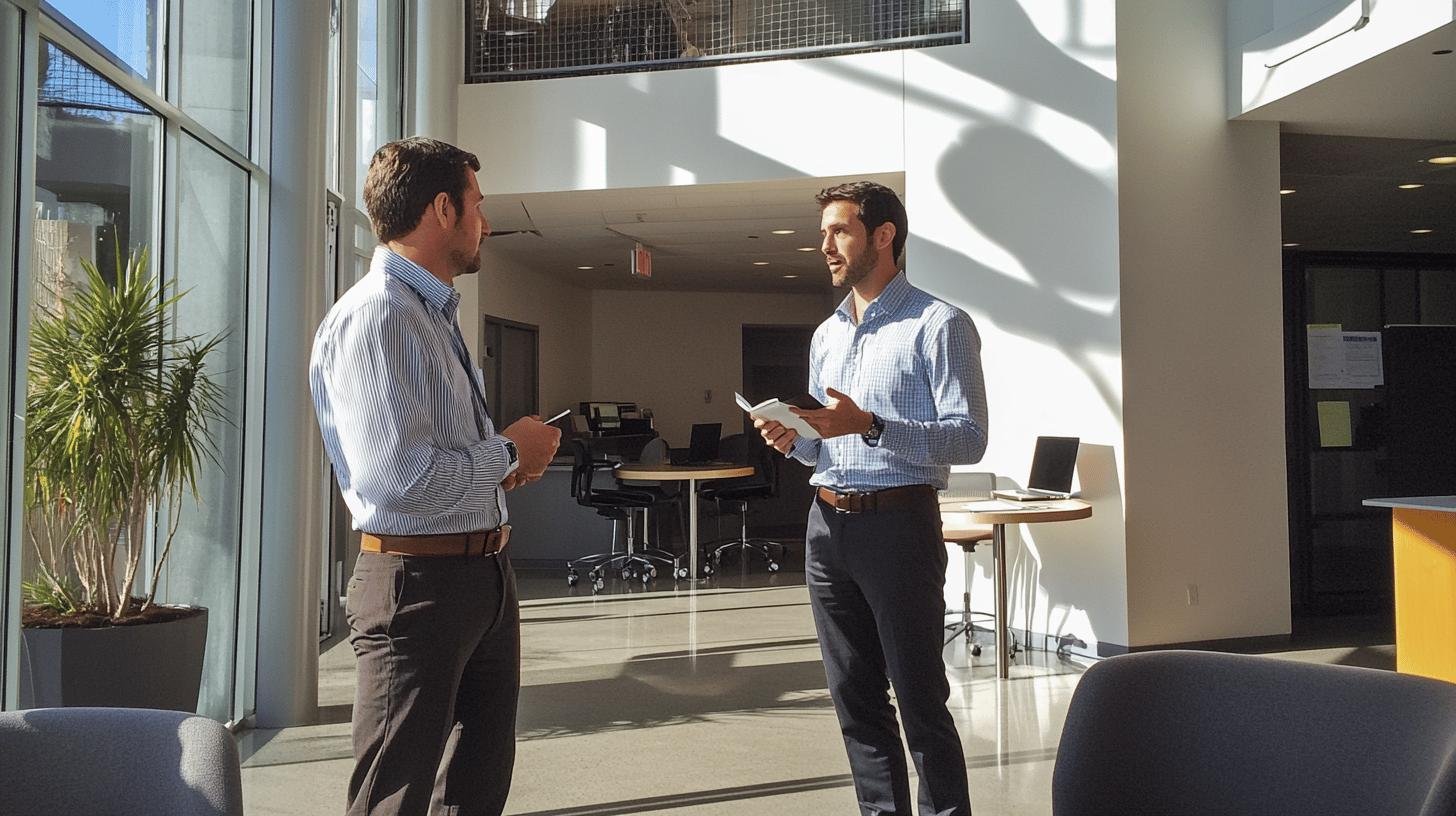 a group of men in a room, having a meeting - organizational transparency