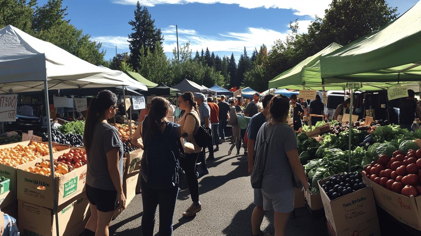 Consumers shopping at an outdoor market, illustrating Consumer Sovereignty in Free Market.