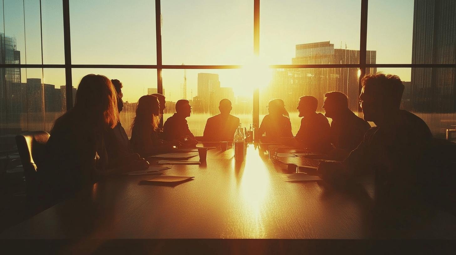 a group of people sitting around a table - Corporate Governance in Ethics