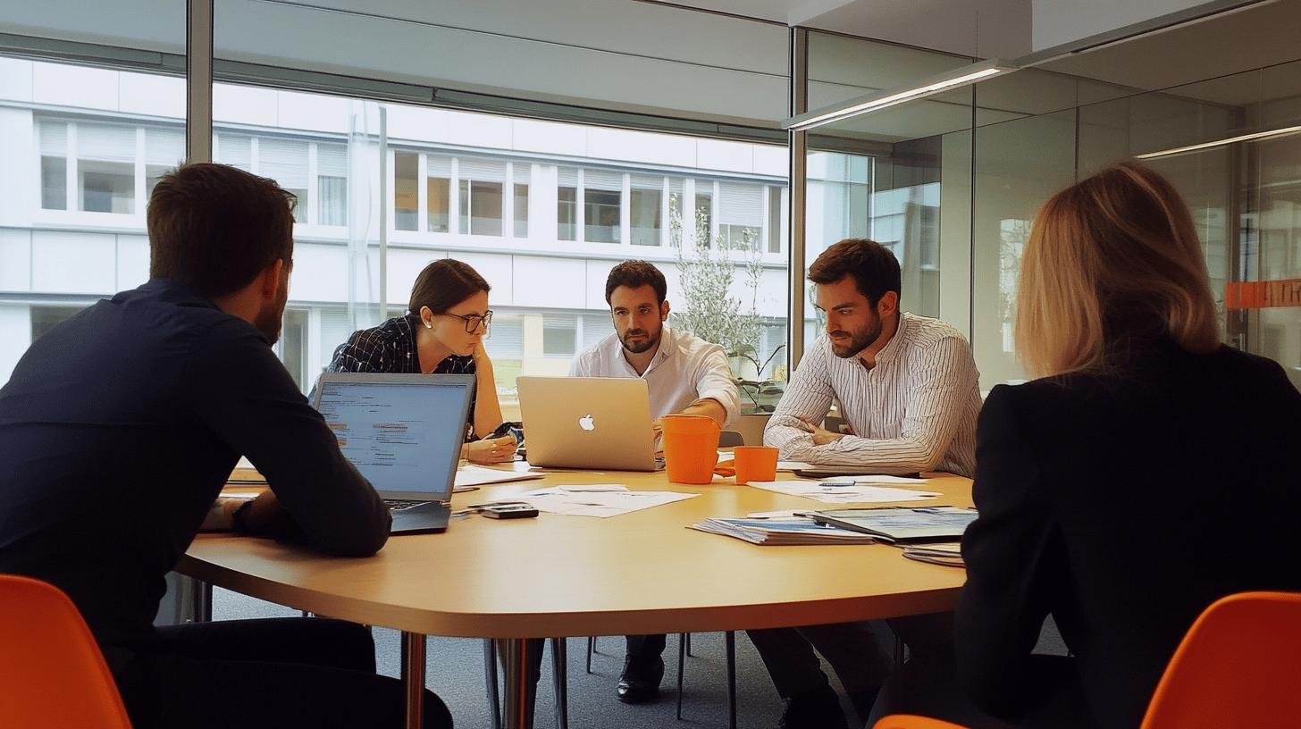 Group of professionals in a meeting room discussing Ethical Corporate Governance.