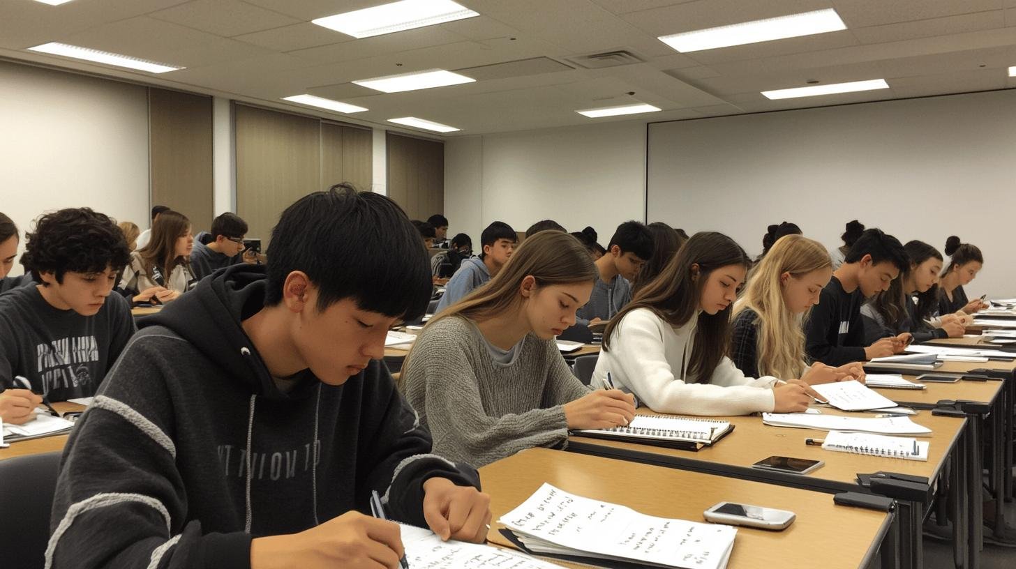 Students in a classroom focused on corporate governance training.