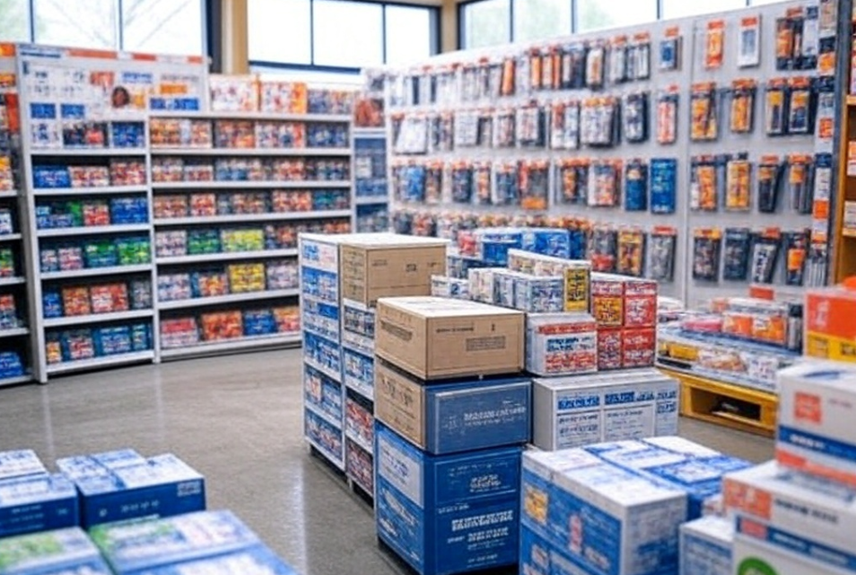 shelves of home supplies - home depot dei