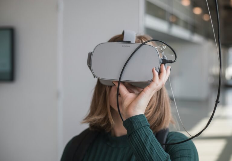 Woman wearing an AR device