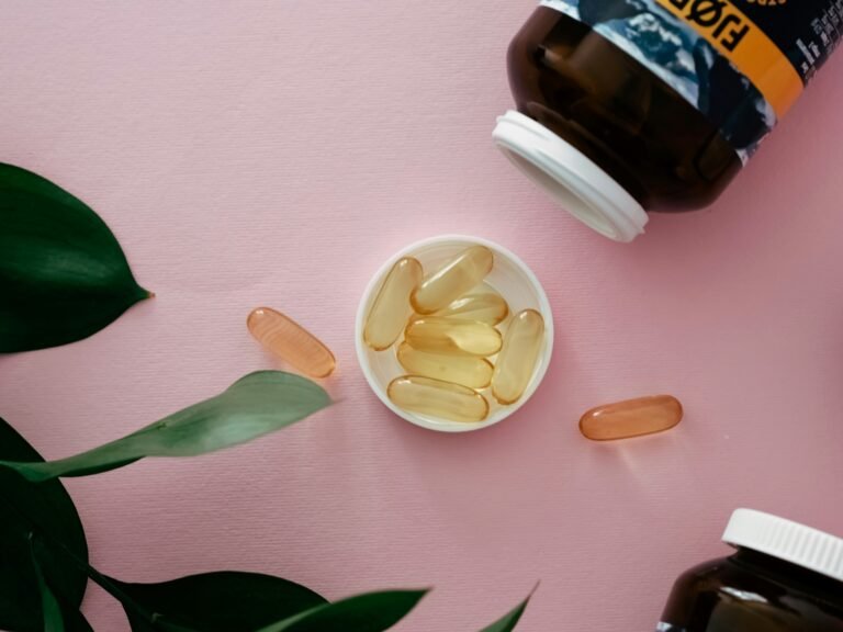 Supplements on a pink background