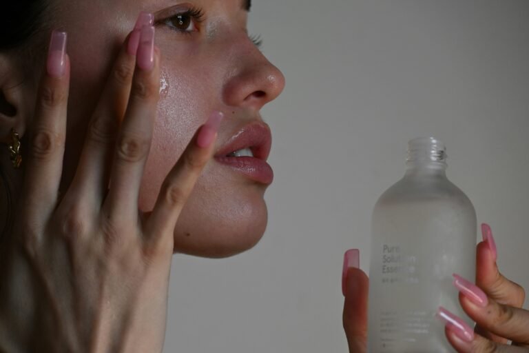Woman applying toner
