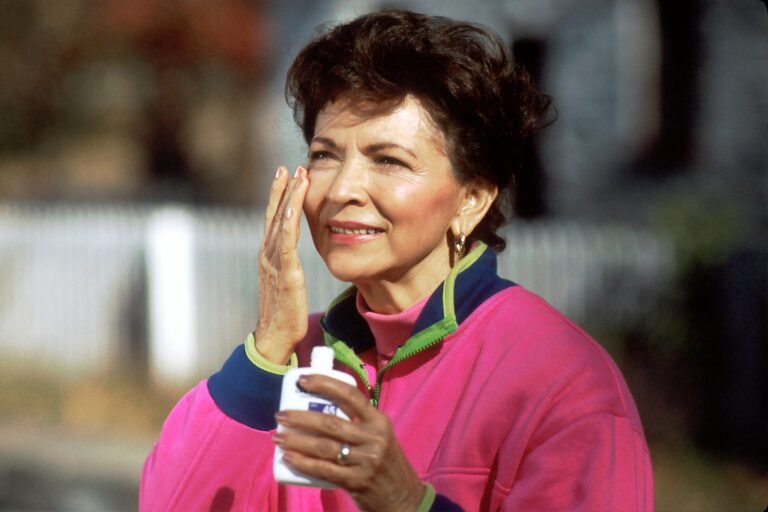 Older woman with sunscreen
