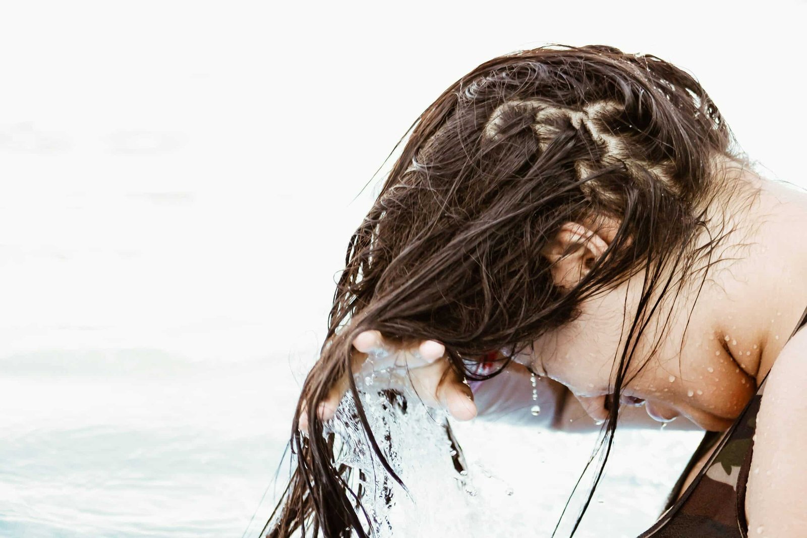 Woman washing her hair