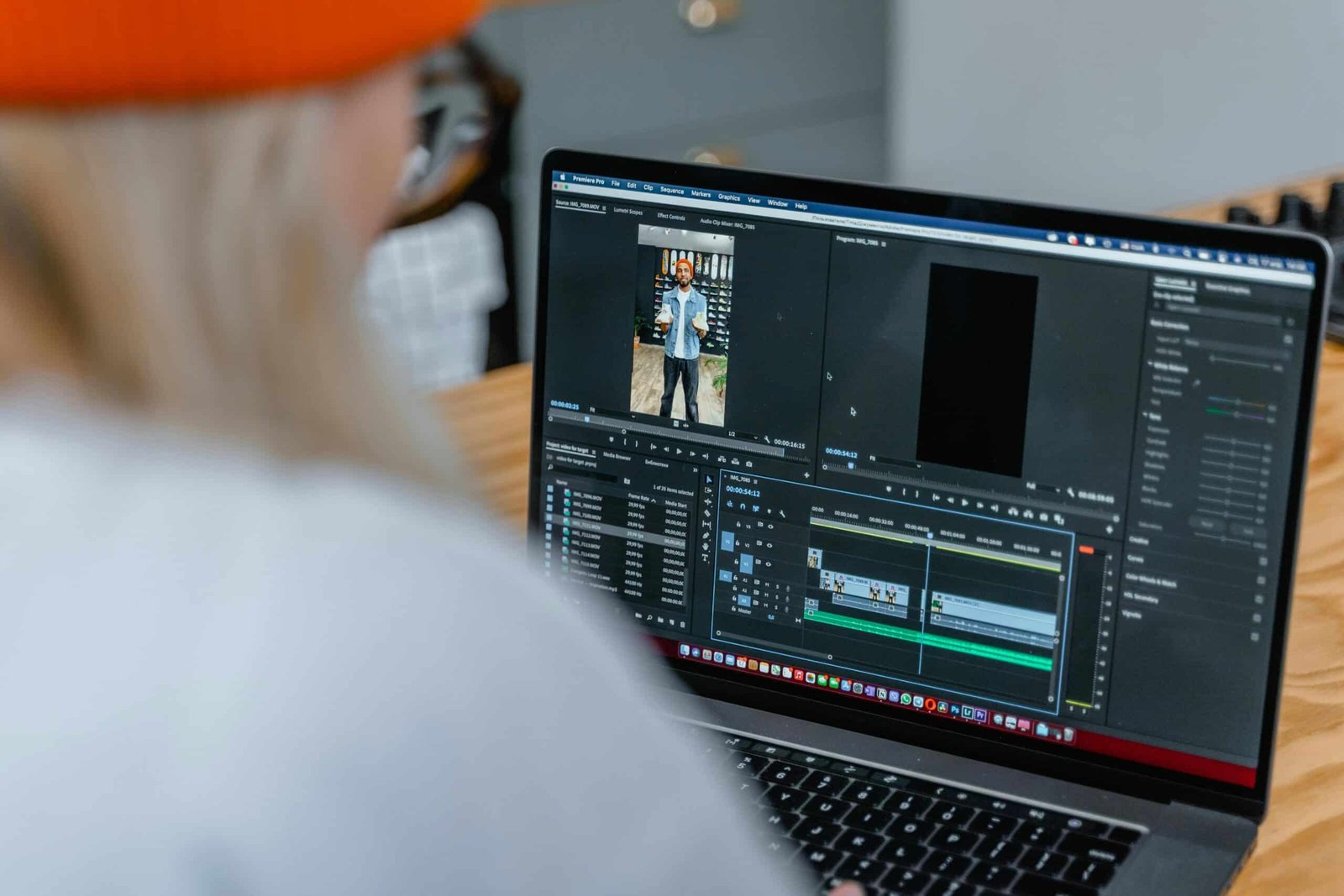Video editor on a laptop