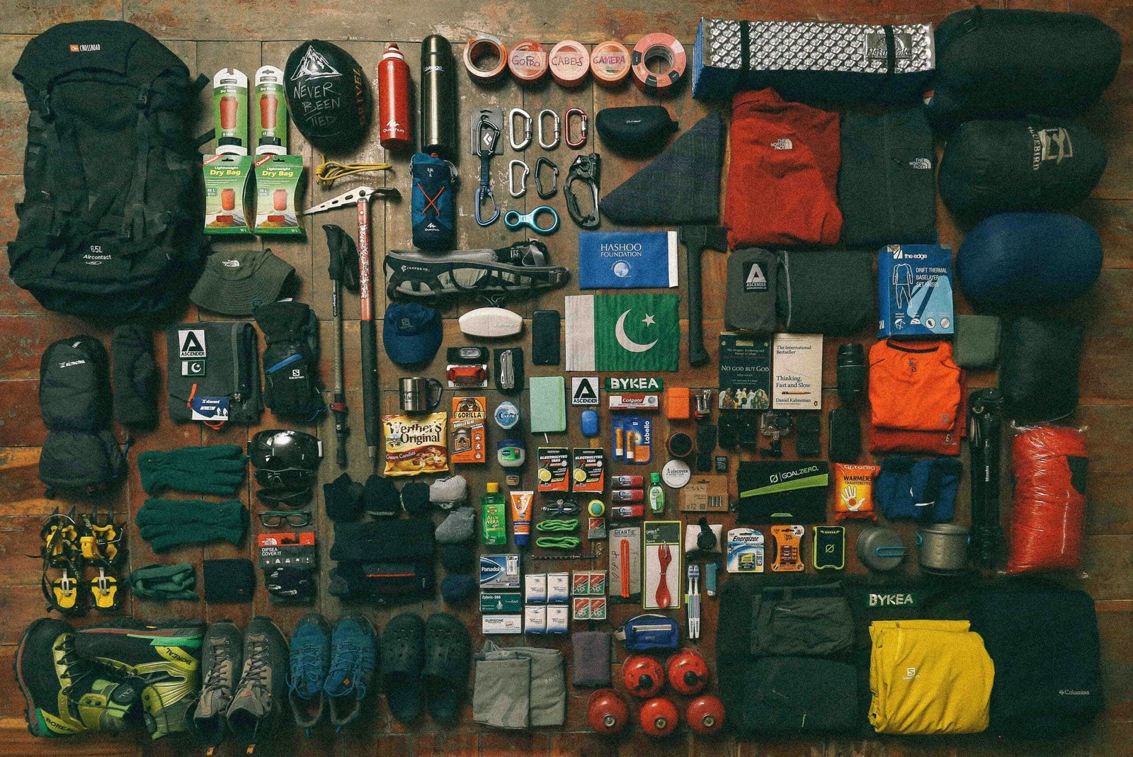 assorted items on a black textile