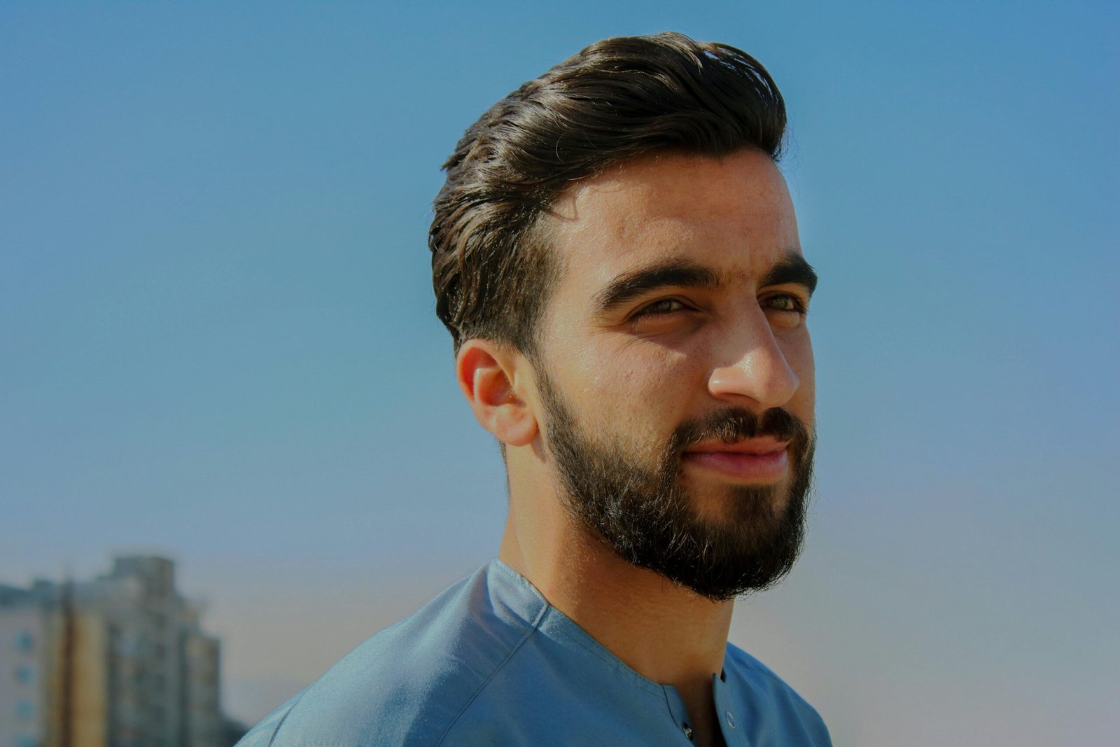 Man in a blue shirt