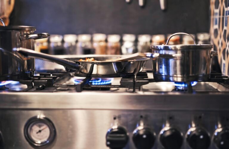 a pot and pan on a burner